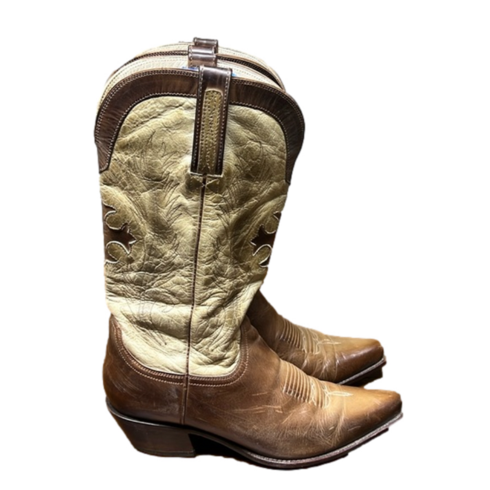 Men's Western Leather Boots - Tan and Cream